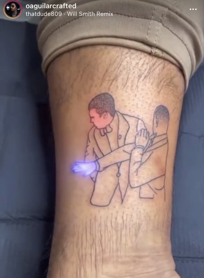 Man Inks His Body With Colourful Tattoo Of Will Smith Slapping Chris Rock -  AlreadyViral